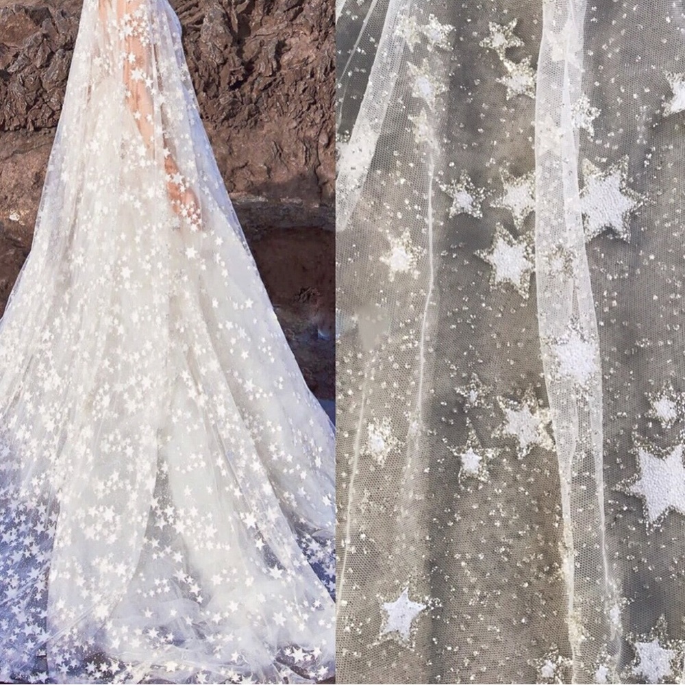 Cathedral length celestial stars wedding veil